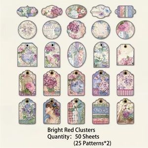 Four Seasons “Red Clusters” Scrapbooking Paper Tags, 50 ct